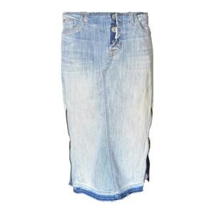 Hudson Vivenne Pencil Jean Skirt Med Blue Side Zippers Button Fly Size 29
